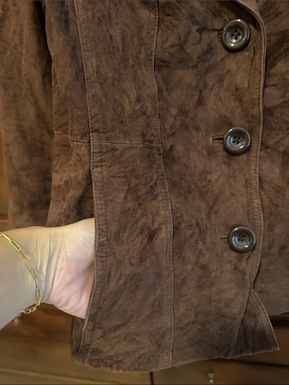 Leather chocolate brown blazer jacket size large Preston & York - Picture 4 of 5